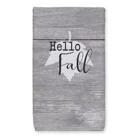 Hello Fall Gray Leaf Tea Towel Set